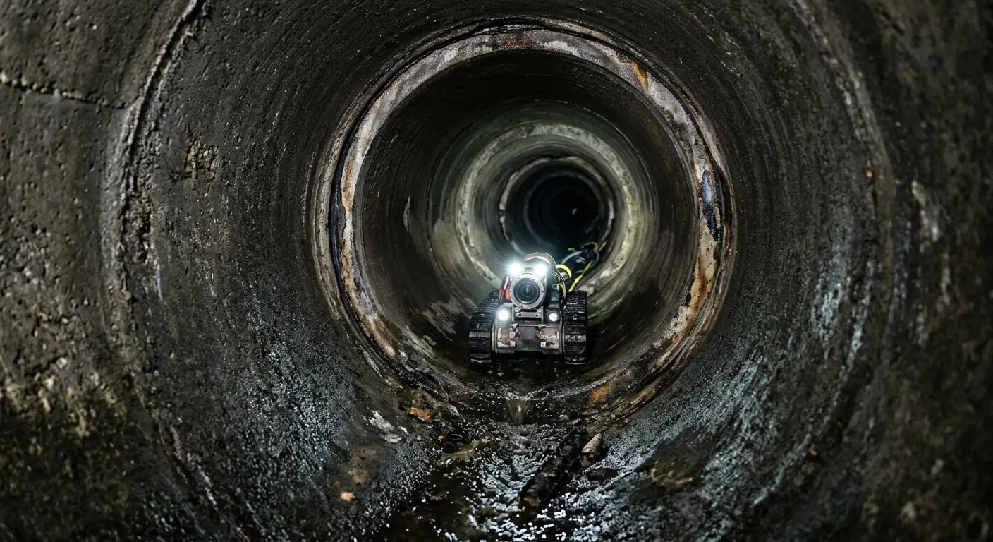 Robotic sewer camera inspecting pipe interior for Sewer Line Repair in Durant
